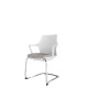 White Perforated Back Chair With Integrated Arms, Upholstered Seat And Chrome Cantilever Frame